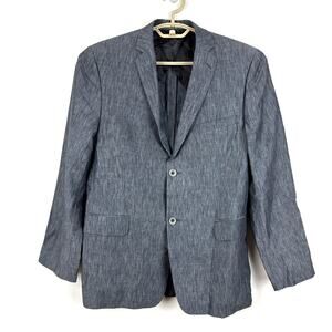 DKNY Gray 100% Linen 2-button Blazer Boy 18R Event Wedding Guest Cocktail